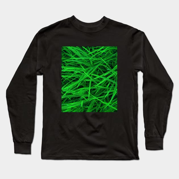 Green neon - needles pattern - Abstract photography Long Sleeve T-Shirt by ArtByMe